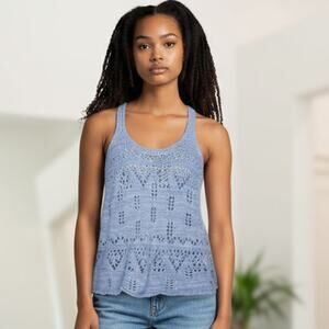 Vintage Y2K Hollister Crochet Open Knit Racerback Festival Tank Top Size Small